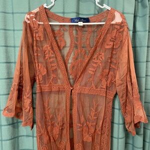 Blue Rain copper lace duster